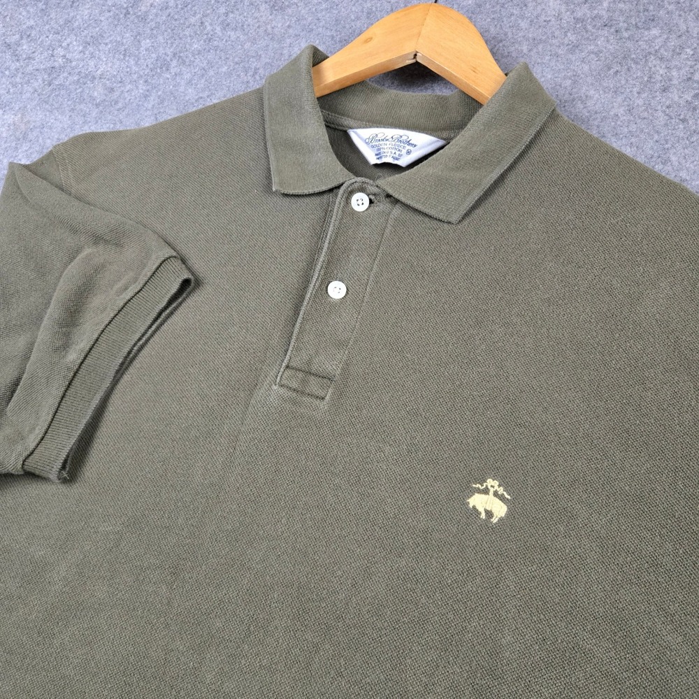 Vintage Brooks Brothers Polo Shirt Mens M Green Golden Fleece Pique Cotton USA